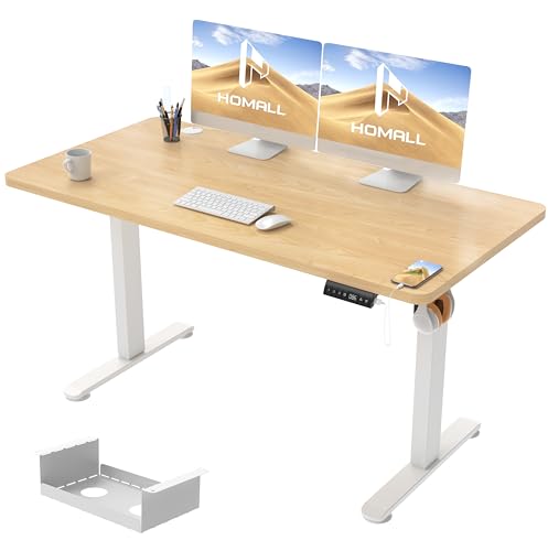Homall Höhenverstellbarer Schreibtisch 140x70 cm, Schreibtisch Höhenverstellbar, Elektrischer Schreibtisch mit Vierteilige Tischplatte, Computertisch mit Memory Funktion,Standing Desk